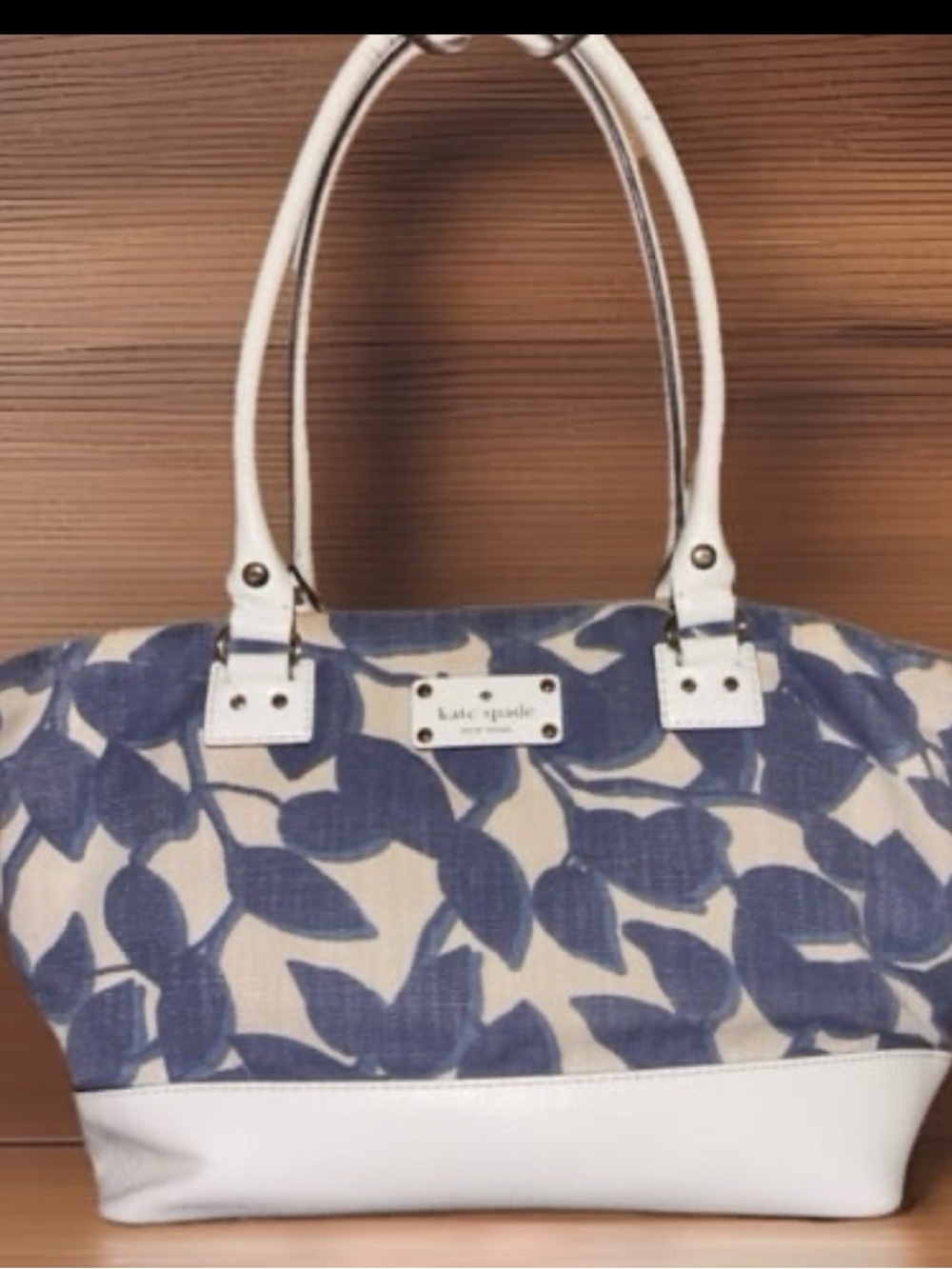 Kate Spade Small Harmony tote in the Wellesley Hyacinth Leaves pattern